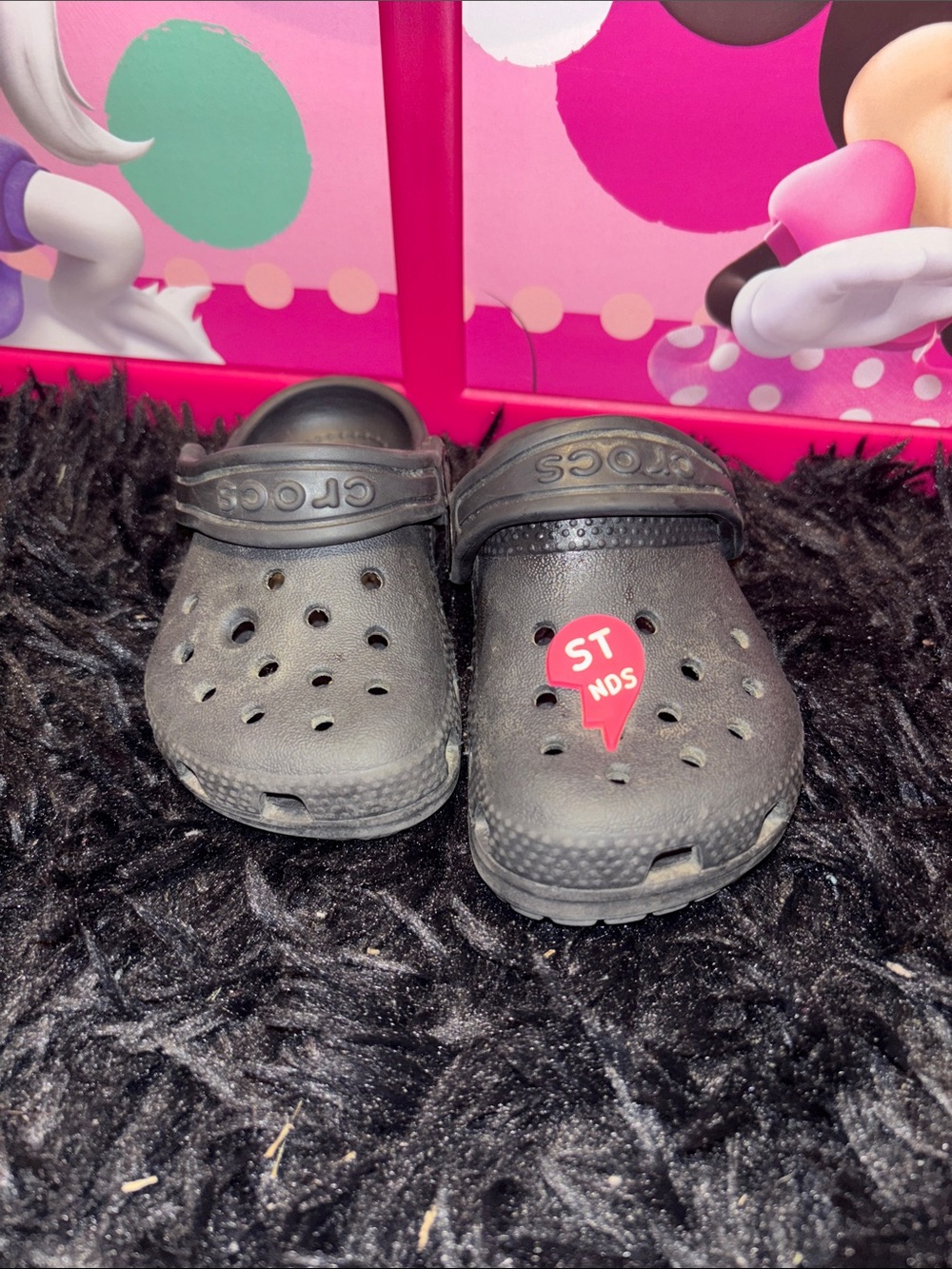 CROCS Black Kids Classic Clog with Red Charm